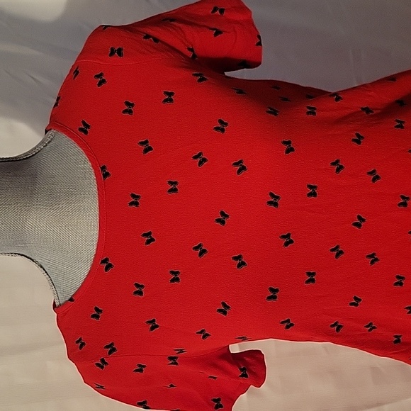 Disney Minnie Mouse Shift Dress with Pockets Red with Blackbows, Size:  XS/M - Picture 2 of 11